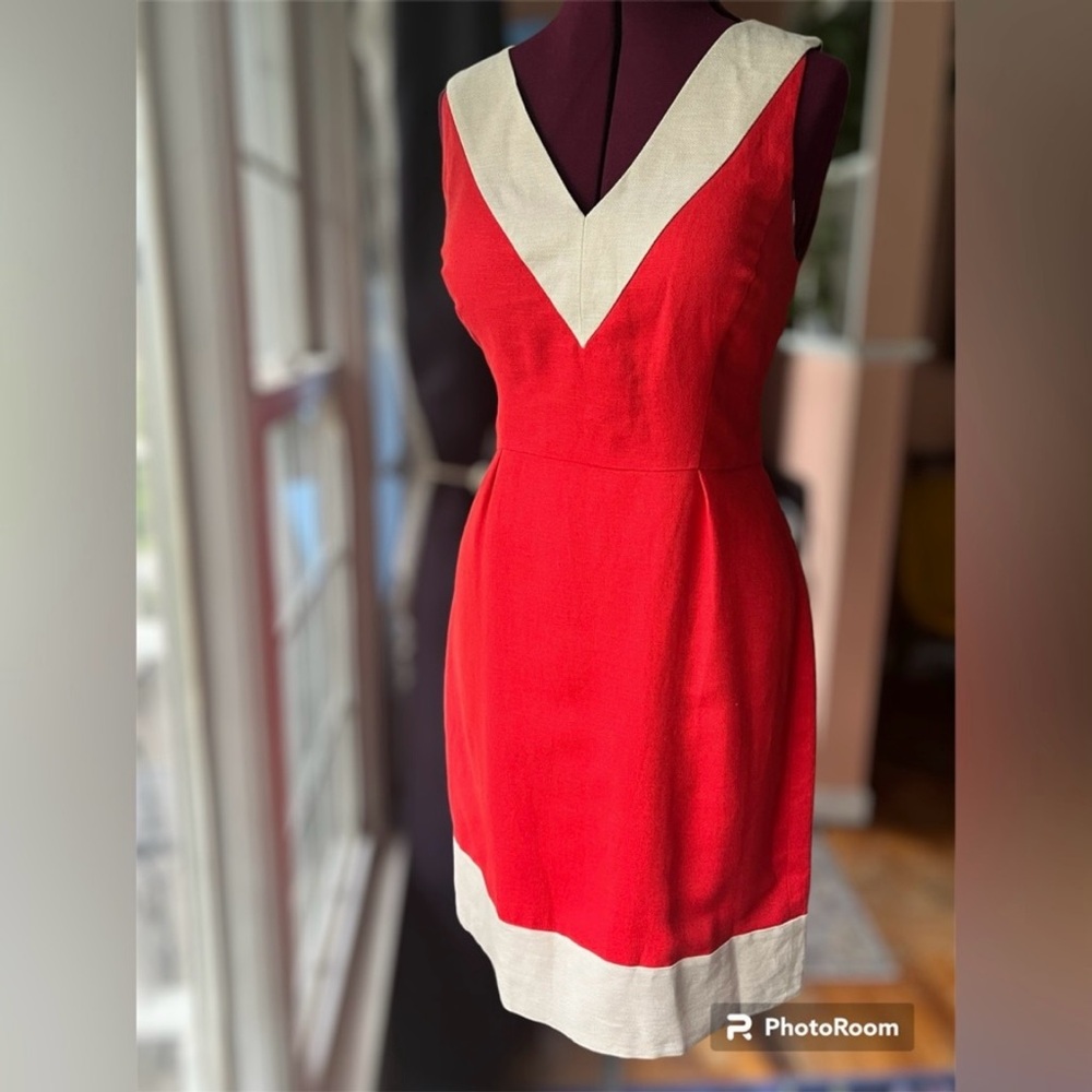 Kate Spade New York Red Linen Dress. Size 12